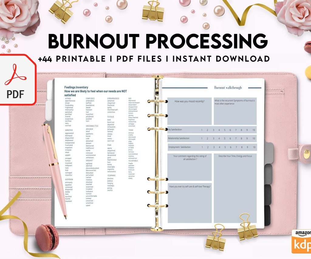 Burnout Processing Journal, Stress Employment Burnout, Relationship Burnout, Emotional Burnout, Burnout & Anxiety, Mental Health Journal PDF Printable, Kdp interior