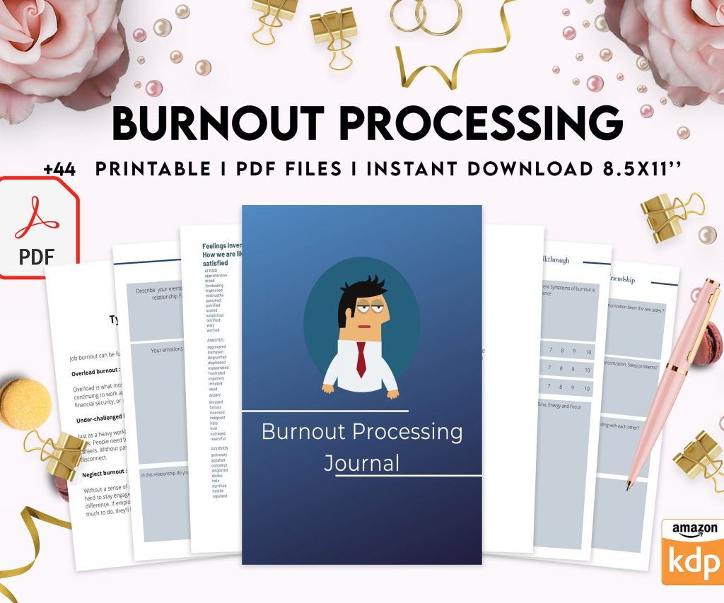 Burnout Processing Journal, Stress Employment Burnout, Relationship Burnout, Emotional Burnout, Burnout & Anxiety, Mental Health Journal PDF Printable, Kdp interior