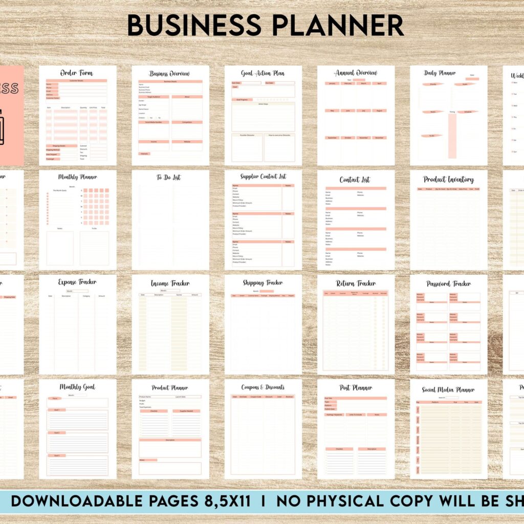 8×11 inch pages size Business Planner, Small Business Plan, Online Business planner, Business Planner Sheets, PDF Printable, Kdp interior
