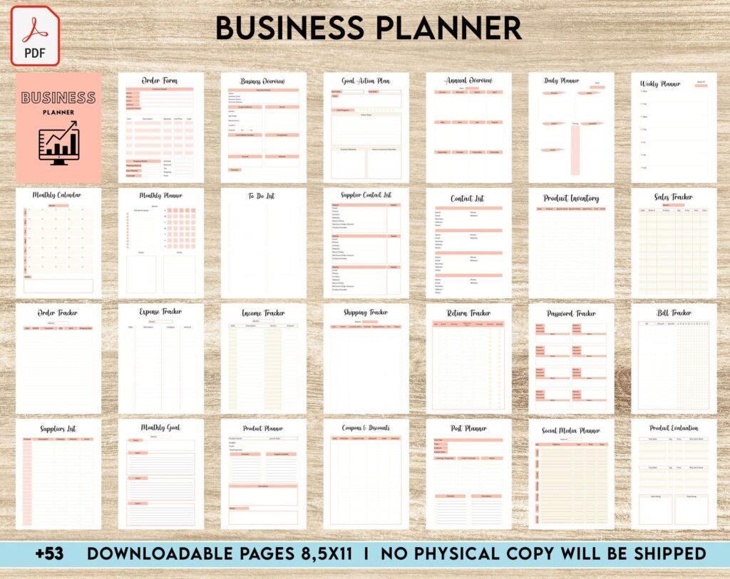 8×11 inch pages size Business Planner, Small Business Plan, Online Business planner, Business Planner Sheets, PDF Printable, Kdp interior