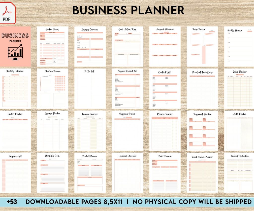 8×11 inch pages size Business Planner, Small Business Plan, Online Business planner, Business Planner Sheets, PDF Printable, Kdp interior