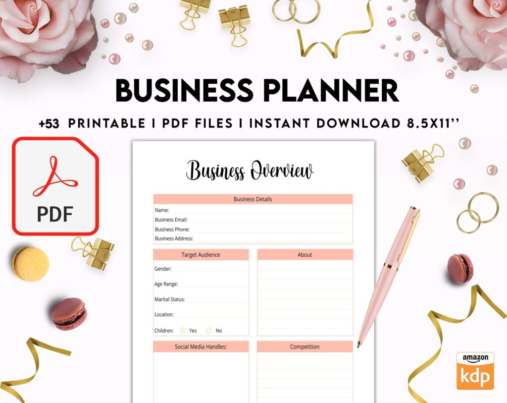 8×11 inch pages size Business Planner, Small Business Plan, Online Business planner, Business Planner Sheets, PDF Printable, Kdp interior