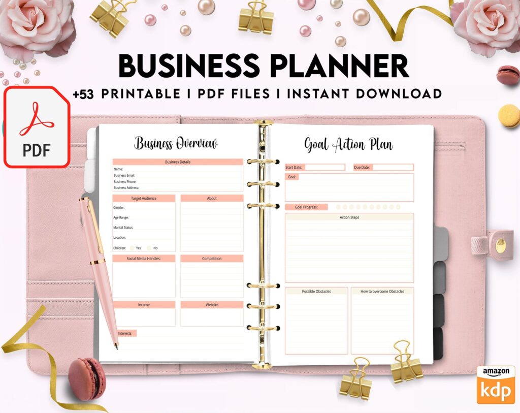 8×11 inch pages size Business Planner, Small Business Plan, Online Business planner, Business Planner Sheets, PDF Printable, Kdp interior