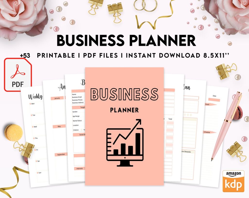 8×11 inch pages size Business Planner, Small Business Plan, Online Business planner, Business Planner Sheets, PDF Printable, Kdp interior