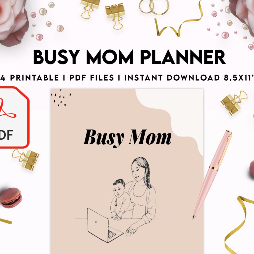 Busy Mom Planner, Home Management Planner 8×11 inch pages size, House Binder, Home Organization Planner, PDF Printable, Kdp interior