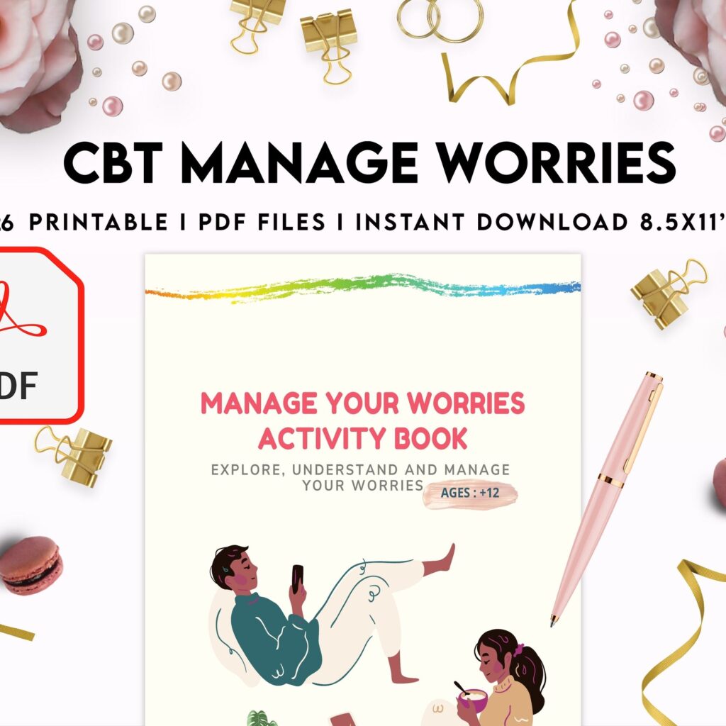 CBT activity book for Adults and kids age 12+, therapy worksheets, therapy tools, therapy resources, zones of regulation, anxiety, PDF Printable, Kdp interior