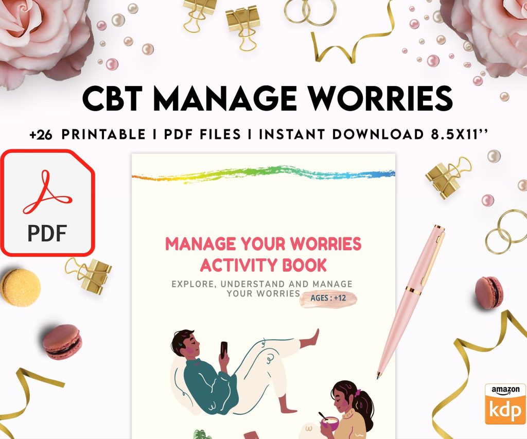 CBT activity book for Adults and kids age 12+, therapy worksheets, therapy tools, therapy resources, zones of regulation, anxiety, PDF Printable, Kdp interior