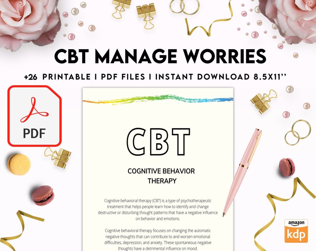 CBT activity book for Adults and kids age 12+, therapy worksheets, therapy tools, therapy resources, zones of regulation, anxiety, PDF Printable, Kdp interior