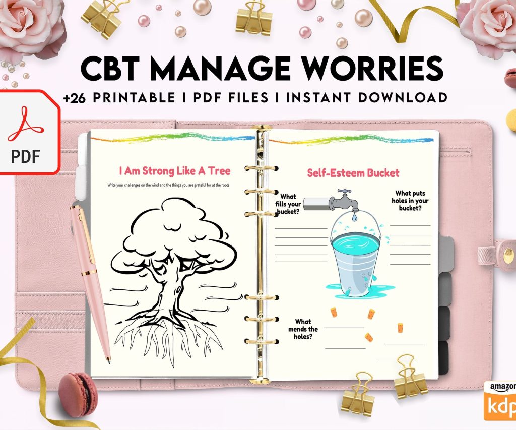 CBT activity book for Adults and kids age 12+, therapy worksheets, therapy tools, therapy resources, zones of regulation, anxiety, PDF Printable, Kdp interior