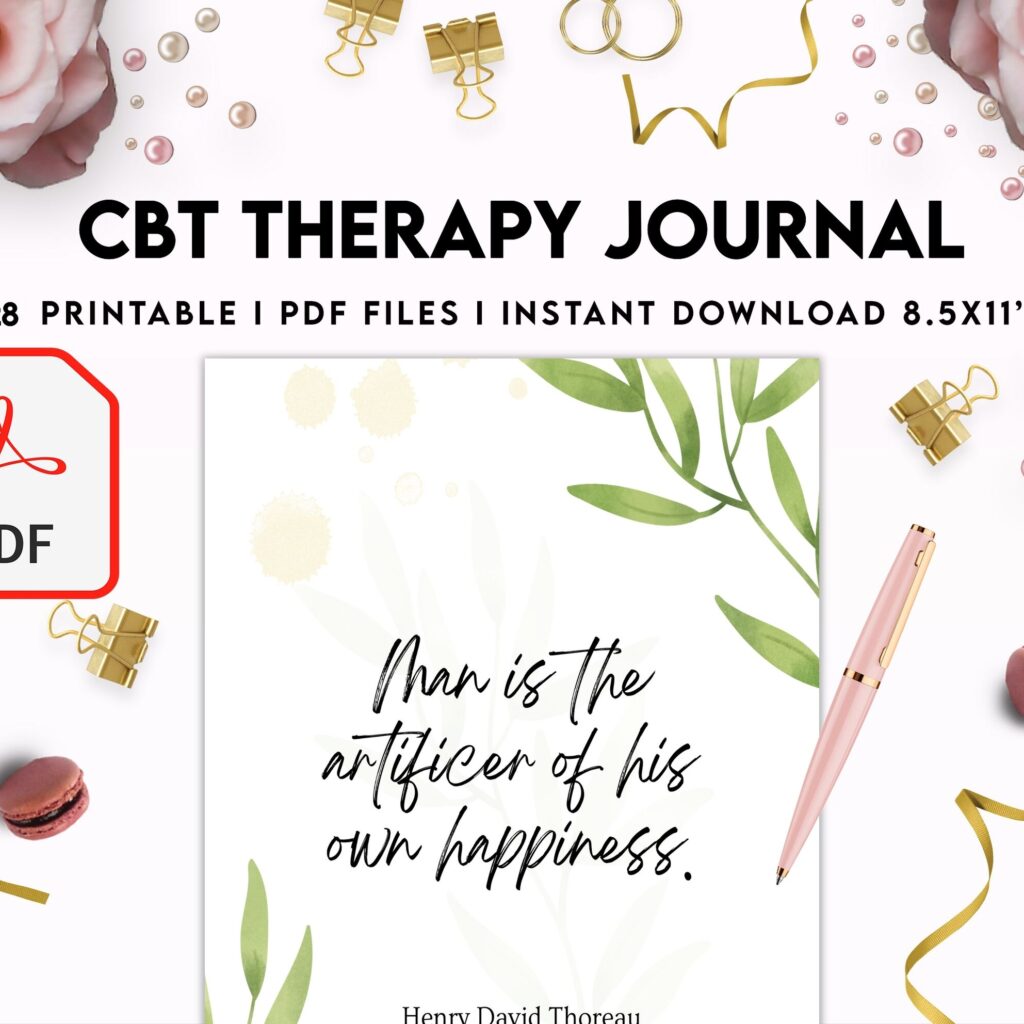 CBT Journal, CBT Worksheet and Planner Bundle, Cognitive Behavioural Therapy, PDF Printable, Kdp interior