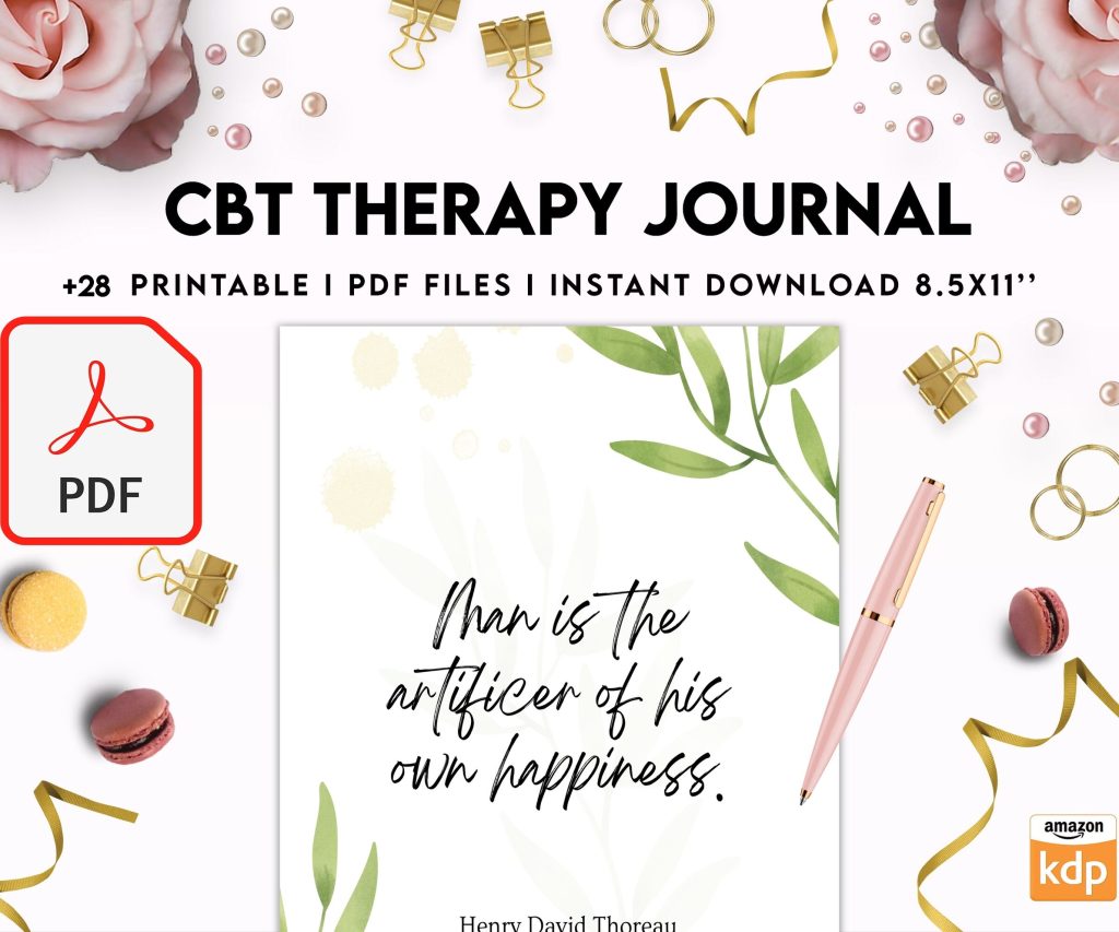 CBT Journal, CBT Worksheet and Planner Bundle, Cognitive Behavioural Therapy, PDF Printable, Kdp interior