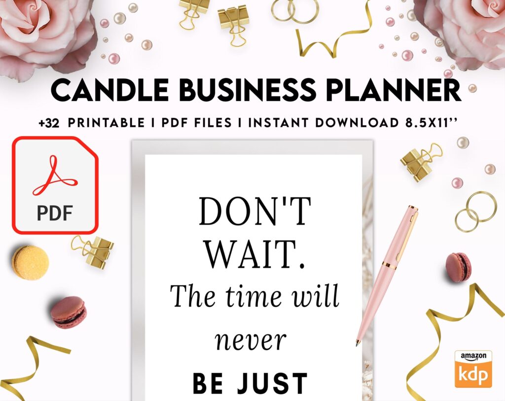Candle Business Planner, Order form, Invoice, Tracker Etc. , 32 pages PDF Printable, Kdp interior