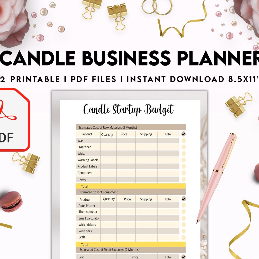 Candle Business Planner, Order form, Invoice, Tracker Etc. , 32 pages PDF Printable, Kdp interior