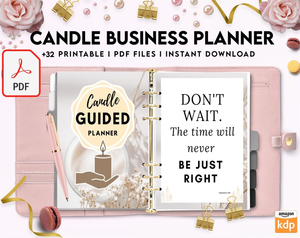 Candle Business Planner, Order form, Invoice, Tracker Etc. , 32 pages PDF Printable, Kdp interior