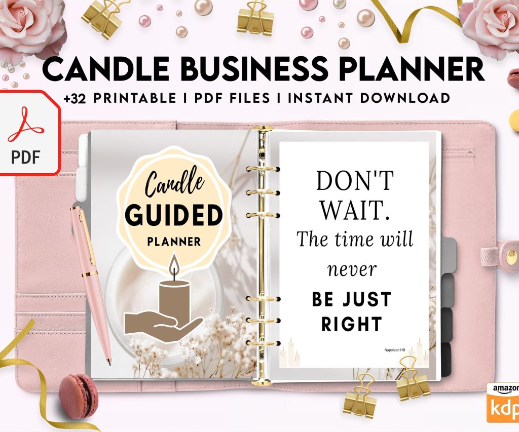 Candle Business Planner, Order form, Invoice, Tracker Etc. , 32 pages PDF Printable, Kdp interior