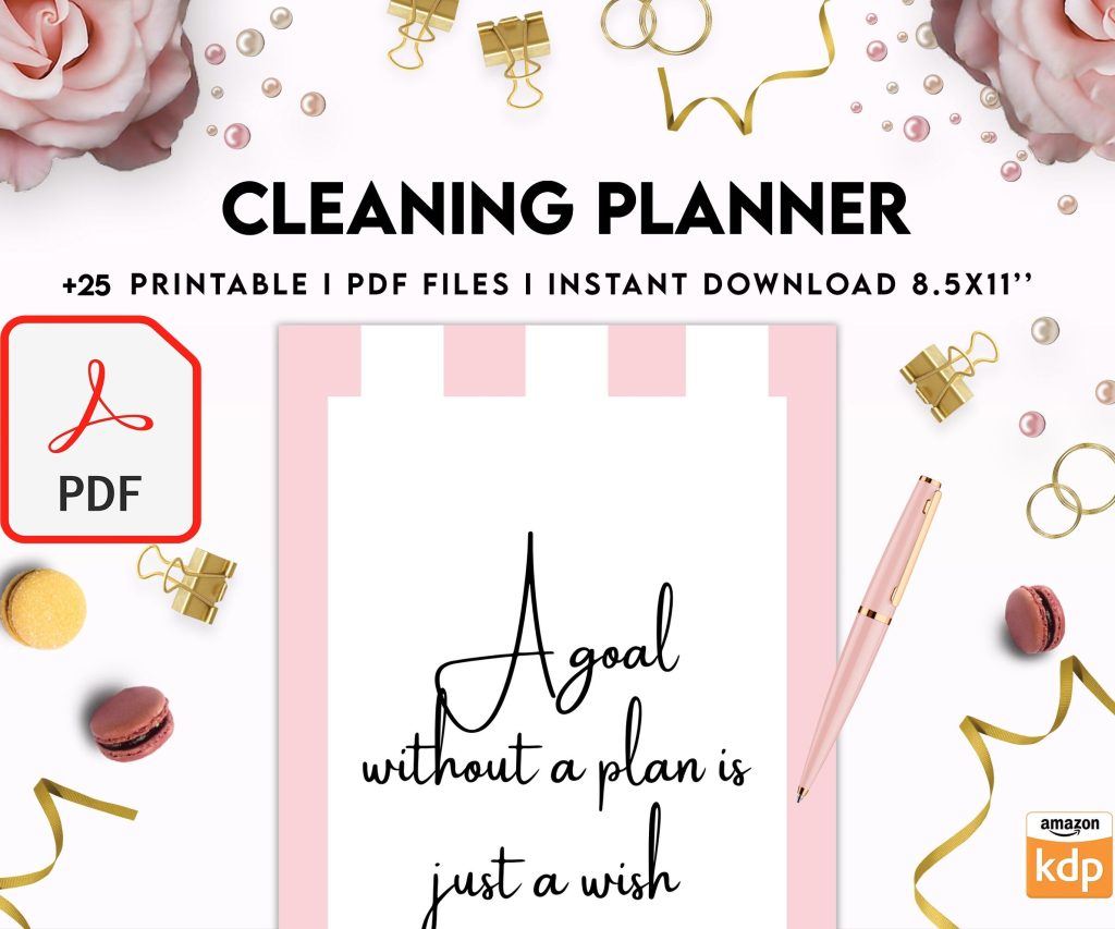 Cleaning Planner, Daily weekly monthly planner, cleaning Checklist, Cleaning tracker, PDF Printable, Kdp interior