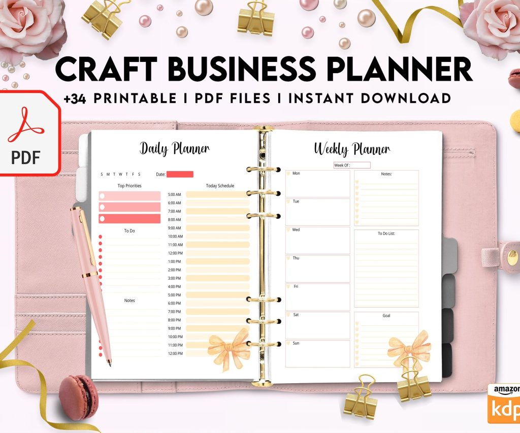 Craft Business Planner Template, Order form, Invoice, Tracker Etc. , PDF Printable, Kdp interior, Binder journal