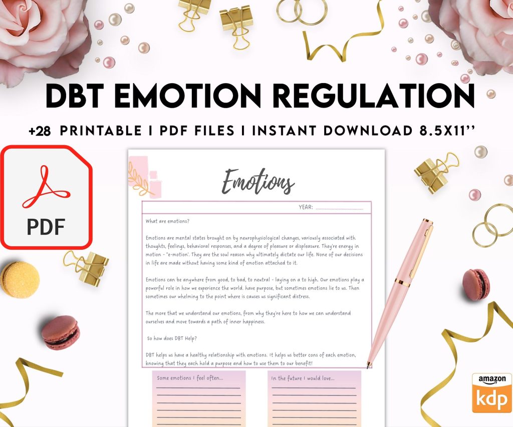 DBT Emotion Regulation Planner | Dialectical Behavioural Therapy, Emotion Regulation, PDF Printable, Kdp interior