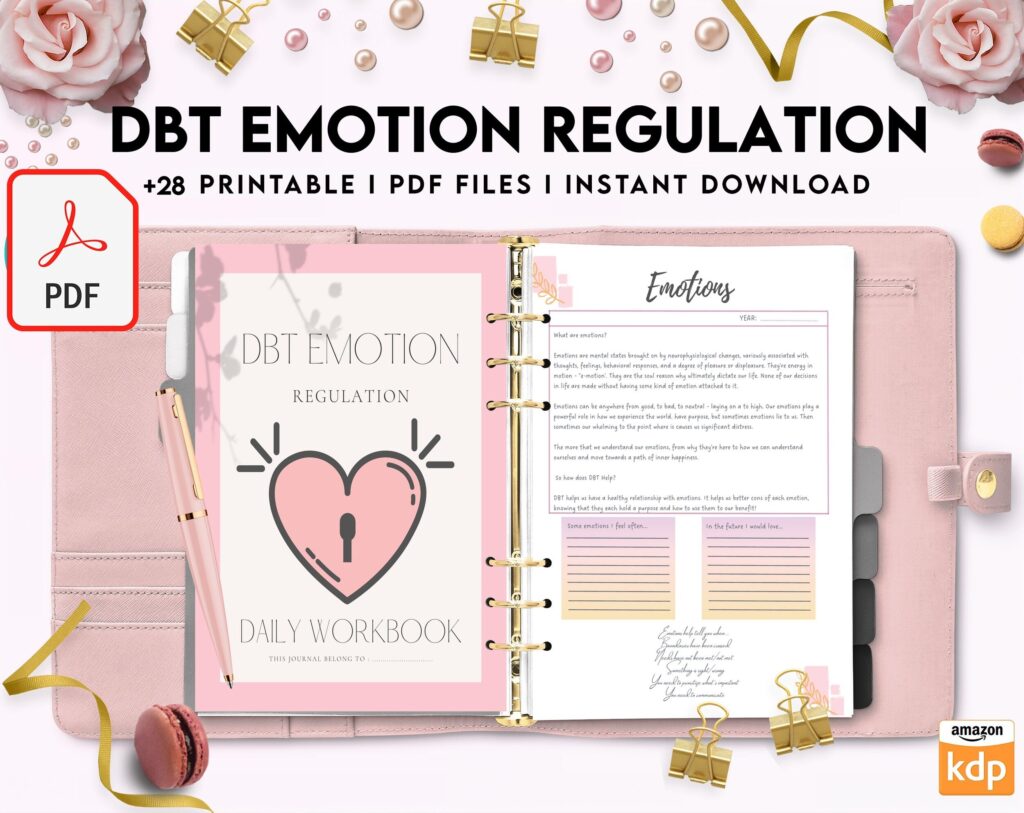 DBT Emotion Regulation Planner | Dialectical Behavioural Therapy, Emotion Regulation, PDF Printable, Kdp interior