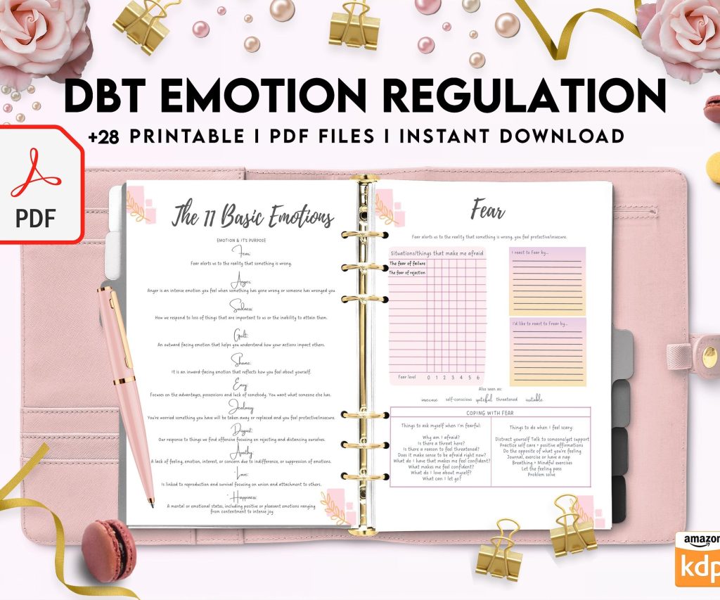 DBT Emotion Regulation Planner | Dialectical Behavioural Therapy, Emotion Regulation, PDF Printable, Kdp interior
