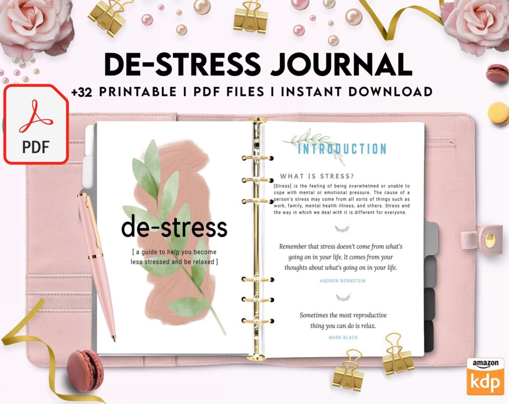 Stress Journal, DBT Distress Tolerance, DBT Skills, Therapy Journal, Mental Health Journal, Stress 8×11 inch pages size, Stress Relief, BPD, Anxiety, PDF Printable, Kdp interior