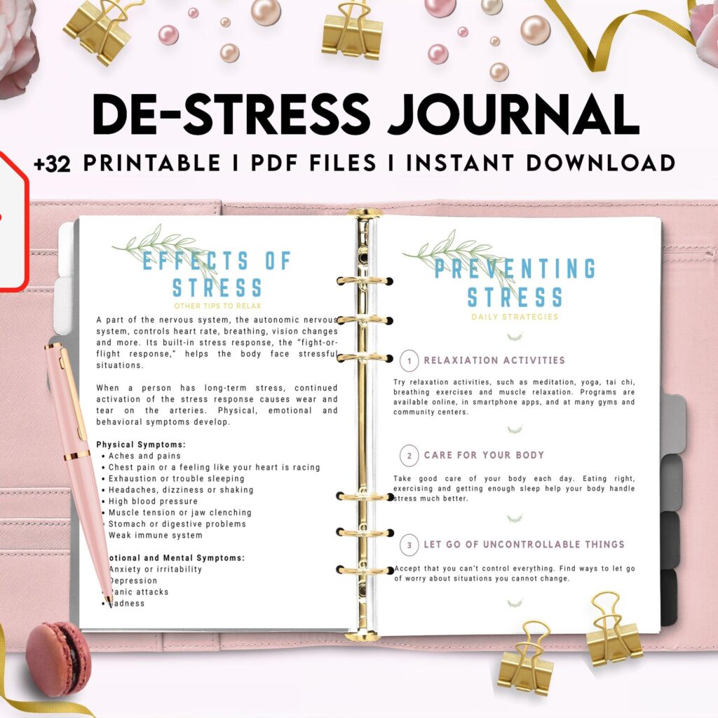 Stress Journal, DBT Distress Tolerance, DBT Skills, Therapy Journal, Mental Health Journal, Stress 8×11 inch pages size, Stress Relief, BPD, Anxiety, PDF Printable, Kdp interior