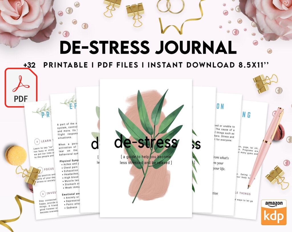 Stress Journal, DBT Distress Tolerance, DBT Skills, Therapy Journal, Mental Health Journal, Stress 8×11 inch pages size, Stress Relief, BPD, Anxiety, PDF Printable, Kdp interior
