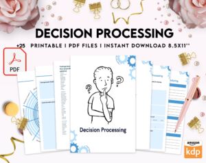 Decision Processing, Thought Processing Journal Pages for daily self care, mental health, & emotion list with breakdown worksheets, PDF Printable, Kdp interior