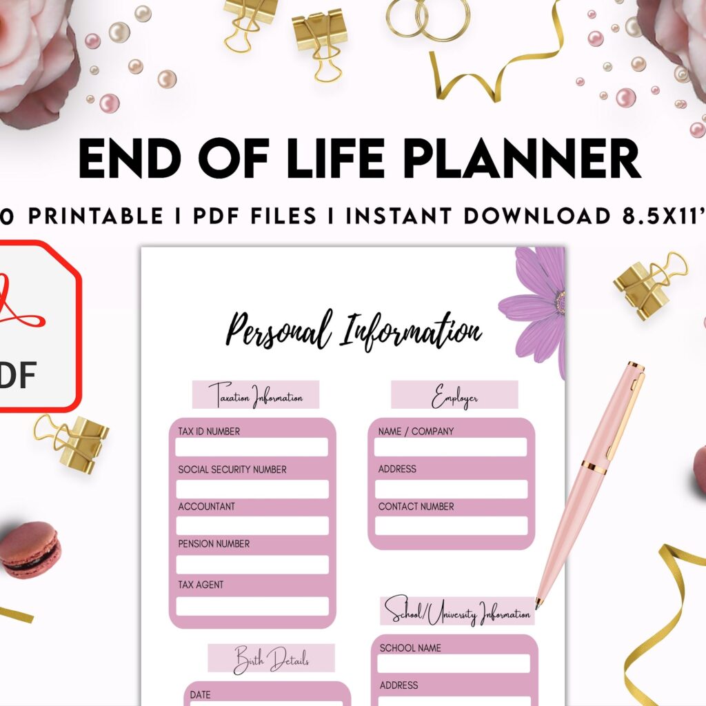 End Of Life Planner Final Wishes Planner What If Emergency Binder 8×11 inch pages size Legacy Planner Funeral Planner Estate Planning Organizer, PDF Printable, Kdp interior