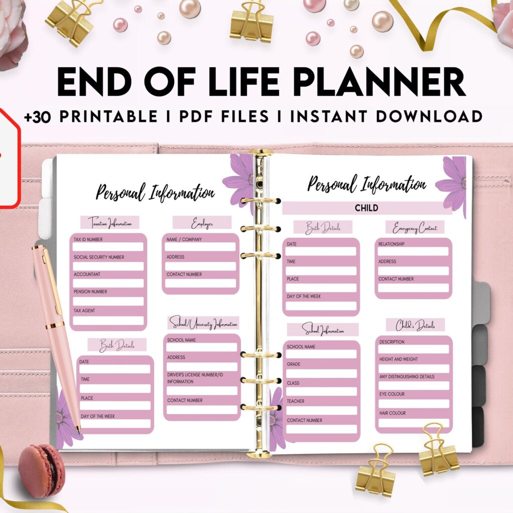 End Of Life Planner Final Wishes Planner What If Emergency Binder 8×11 inch pages size Legacy Planner Funeral Planner Estate Planning Organizer, PDF Printable, Kdp interior