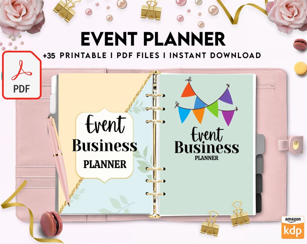 Event Planning Business Planner, Order form, Invoice, Tracker… , 35 pages PDF Printable, Kdp interior, Binder journal