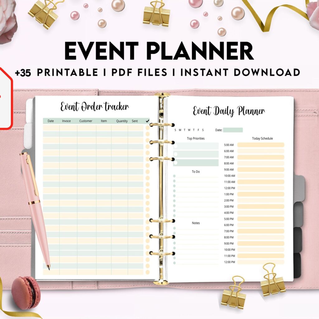Event Planning Business Planner, Order form, Invoice, Tracker… , 35 pages PDF Printable, Kdp interior, Binder journal