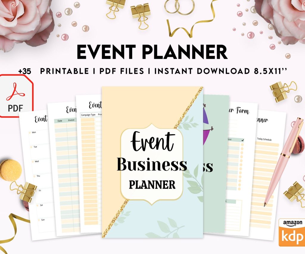 Event Planning Business Planner, Order form, Invoice, Tracker… , 35 pages PDF Printable, Kdp interior, Binder journal