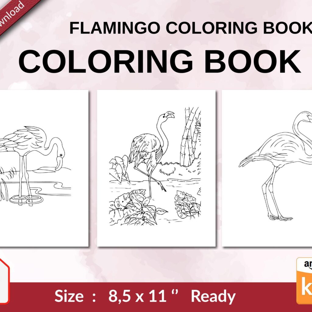 Flamingo Coloring book Coloring book For Kids aged 2-4 4-8 8-1, PDF File 8.5×11 inch, KDP interior Ready To Upload COMMERCIAL Use