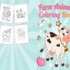 Farm Animals Coloring book For Kids aged 2-4 4-8 8-1, PDF File 8.5×11 inch, KDP interior Ready To Upload COMMERCIAL Use