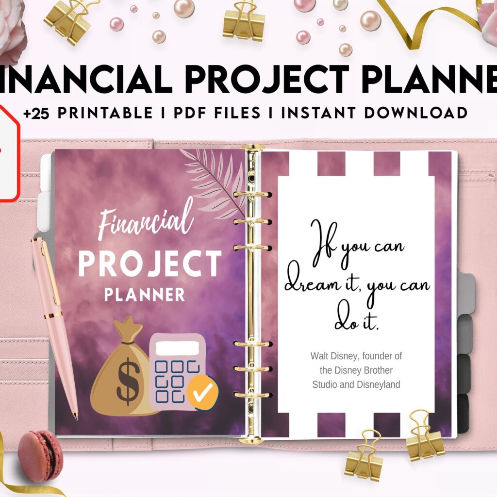 Financial Project Planner| 8×11 inch pages size Budget Planner| Finance Savings Tracker Binder| Monthly Debt| Bill Tracker| Expenses Tracker, PDF Printable, Kdp interior