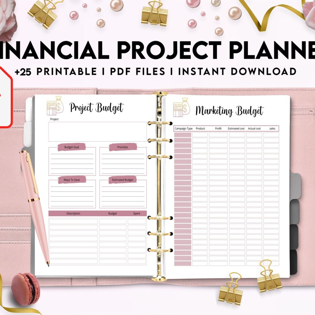 Financial Project Planner| 8×11 inch pages size Budget Planner| Finance Savings Tracker Binder| Monthly Debt| Bill Tracker| Expenses Tracker, PDF Printable, Kdp interior