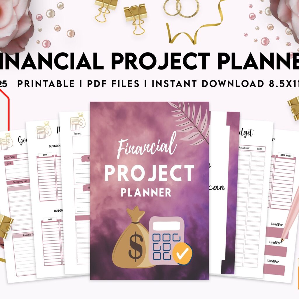 Financial Project Planner| 8×11 inch pages size Budget Planner| Finance Savings Tracker Binder| Monthly Debt| Bill Tracker| Expenses Tracker, PDF Printable, Kdp interior