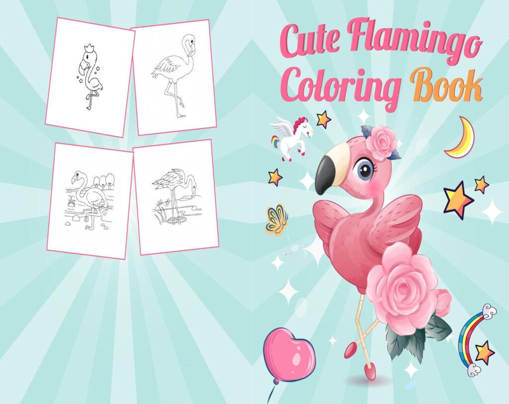 Flamingo Coloring book Coloring book For Kids aged 2-4 4-8 8-1, PDF File 8.5×11 inch, KDP interior Ready To Upload COMMERCIAL Use