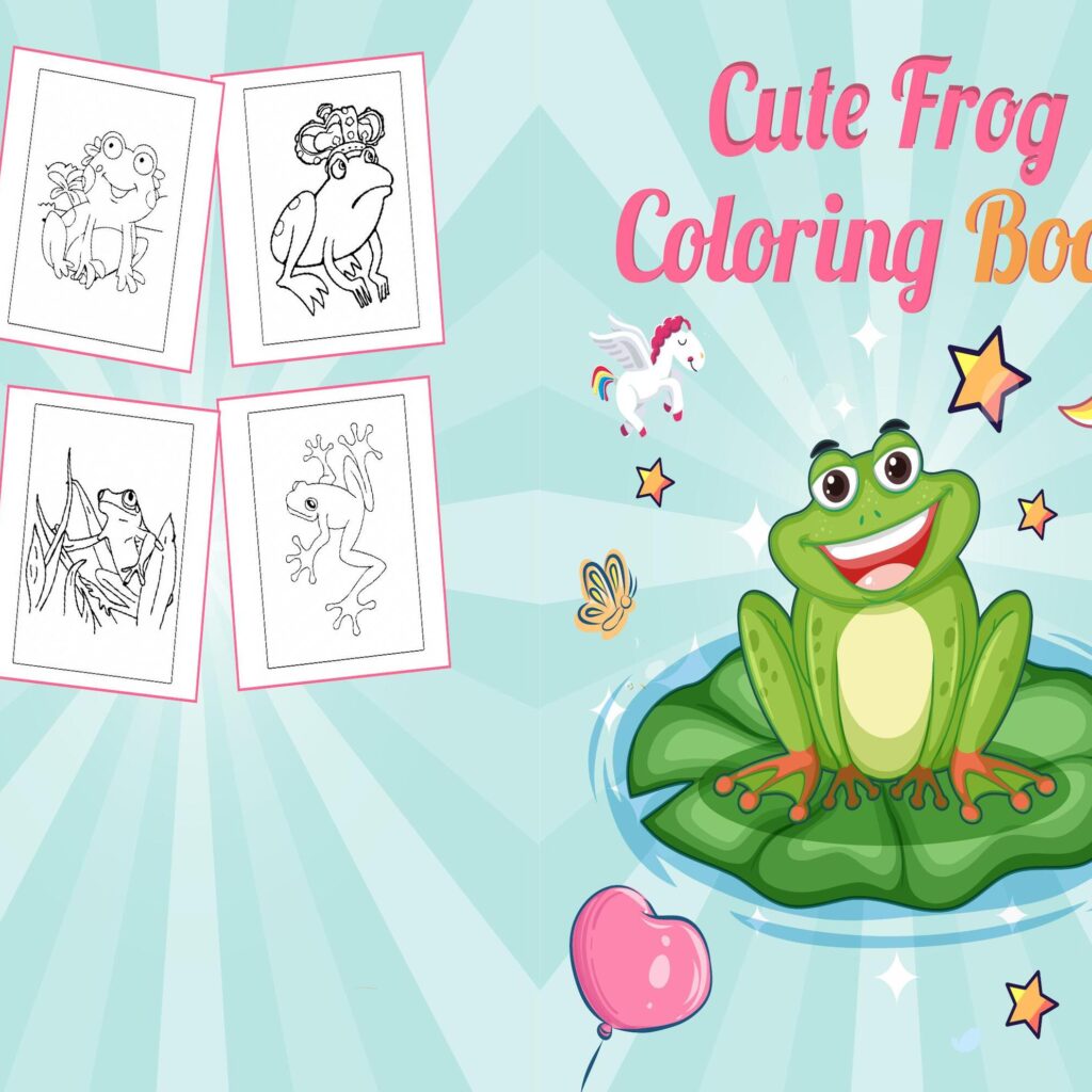 Frog coloring book Coloring book For Kids aged 2-4 4-8 8-1, PDF File 8.5×11 inch, KDP interior Ready To Upload COMMERCIAL Use