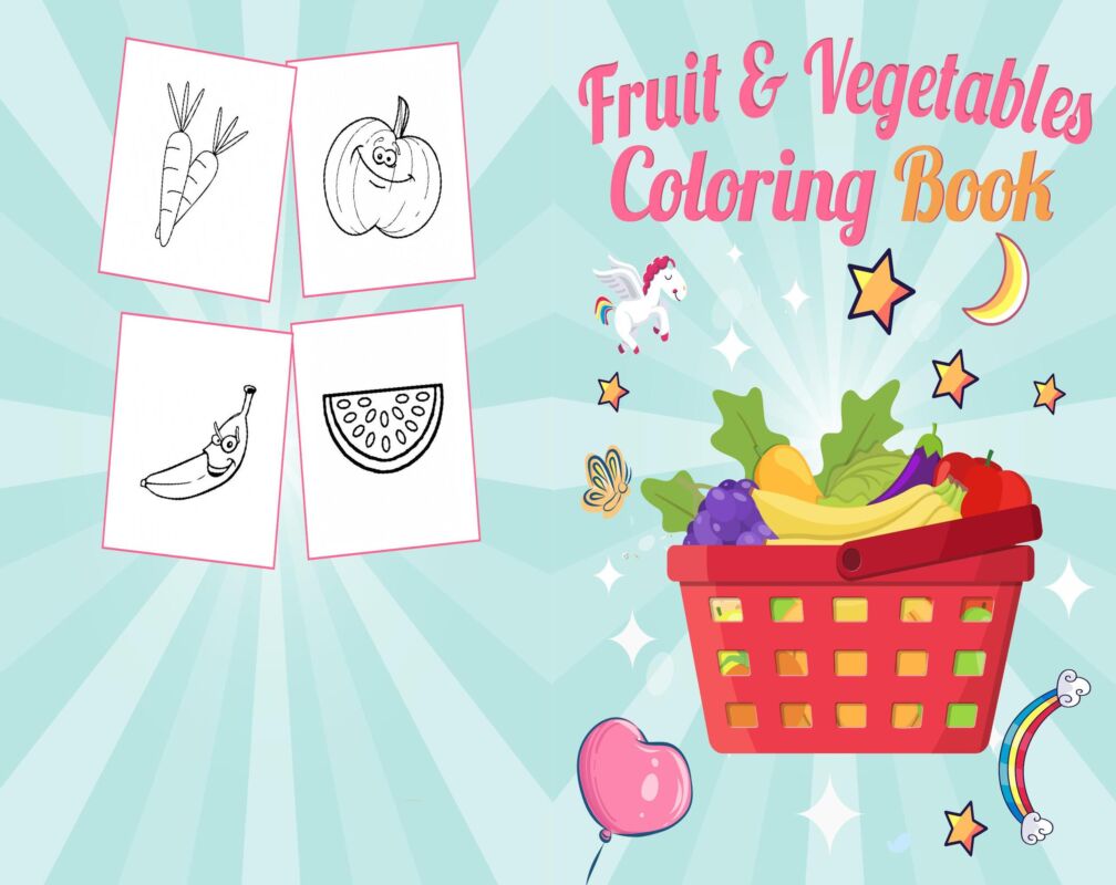Fruits and vegetables Coloring book For Kids aged 2-4 4-8 8-1, PDF File ...