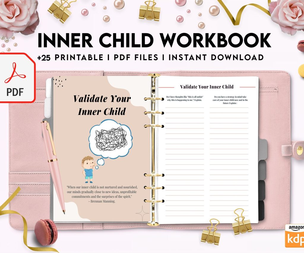 Inner Child Shadow Work, Journal Prompts, 8×11 inch pages size Workbook Mental Health, 8×11 inch pages size Journal Pages, PDF Printable, Kdp interior
