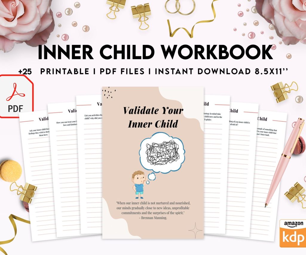 Inner Child Shadow Work, Journal Prompts, 8×11 inch pages size Workbook Mental Health, 8×11 inch pages size Journal Pages, PDF Printable, Kdp interior