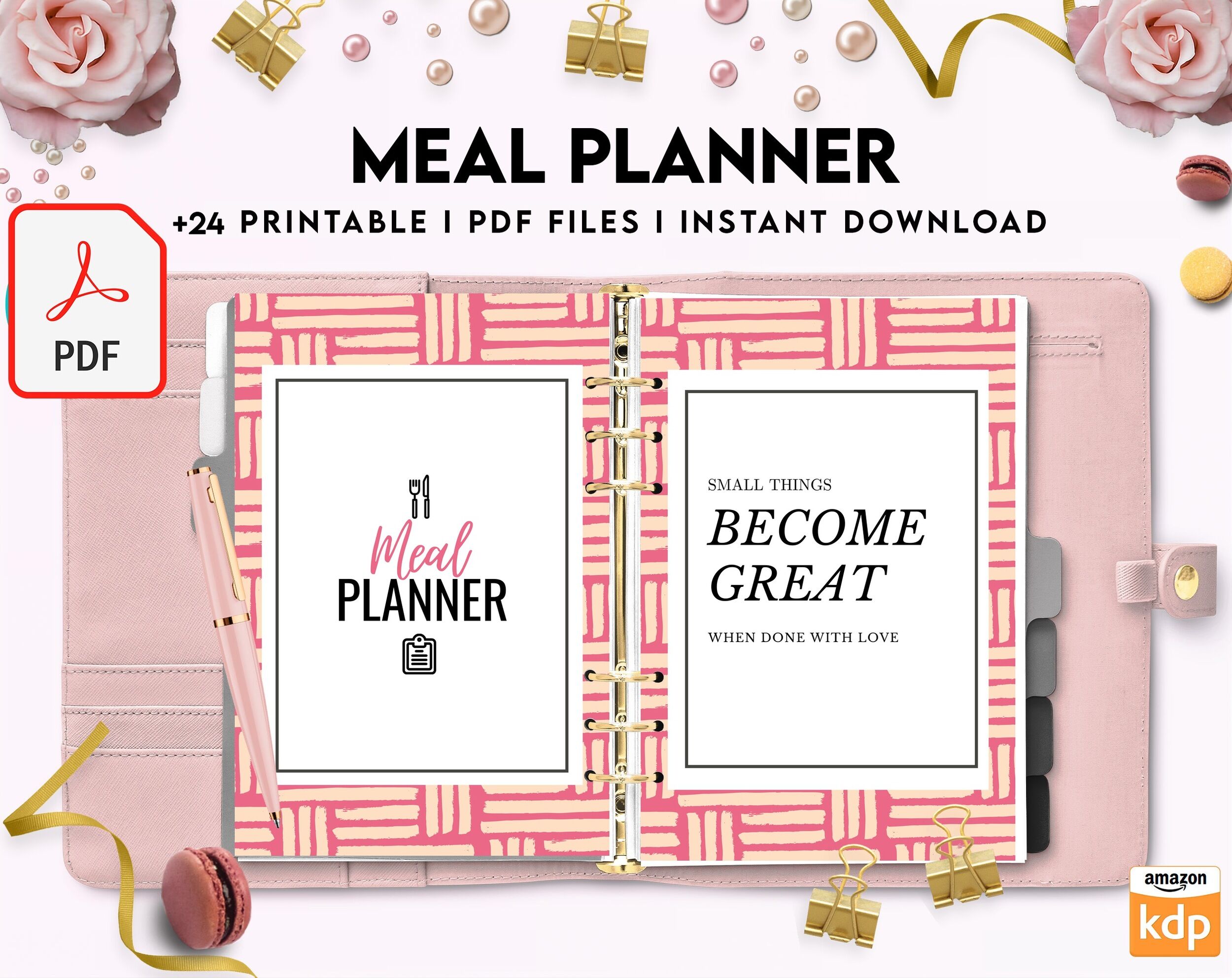Meal planner, Daily weekly monthly Planner, Grocery List, Fridge Inventory, PDF Printable, Kdp interior Meal planner, Daily weekly monthly Planner, Grocery List, Fridge Inventory, PDF Printable, Kdp interior