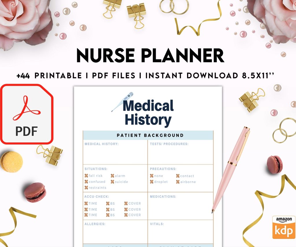 Nurse Planner, Nurse Practice journal, Nursing Student Planner, Nursing School Planner, Student Nurse, Medical Student Planner, PDF Printable, Kdp interior