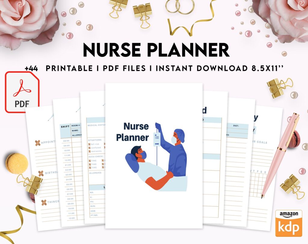 Nurse Planner, Nurse Practice journal, Nursing Student Planner, Nursing School Planner, Student Nurse, Medical Student Planner, PDF Printable, Kdp interior