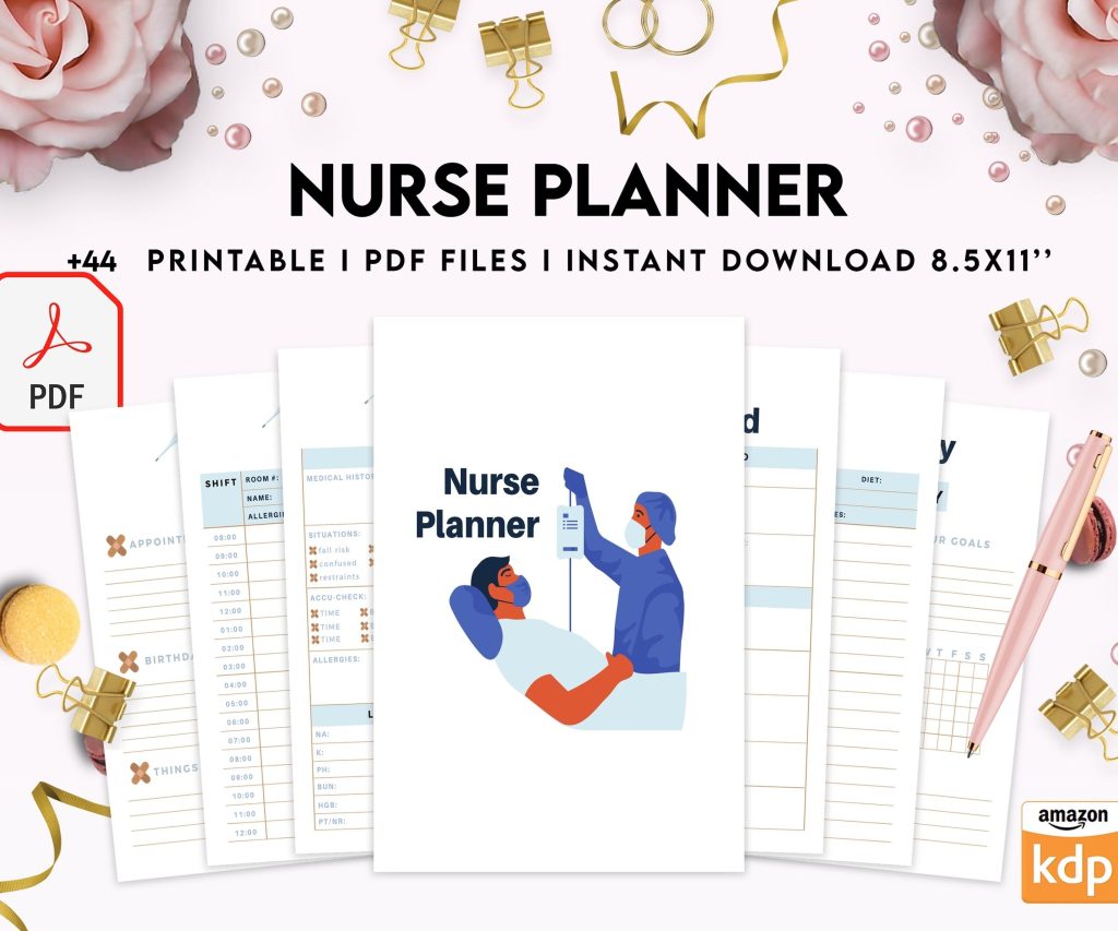Nurse Planner, Nurse Practice journal, Nursing Student Planner, Nursing School Planner, Student Nurse, Medical Student Planner, PDF Printable, Kdp interior