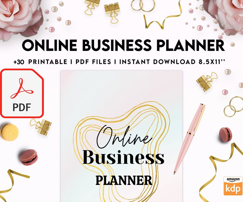 Online Business Planner, Social media statistics, monthly goal, Product Idea, benchmark, Ads tracker, email planner, PDF Printable, Kdp interior