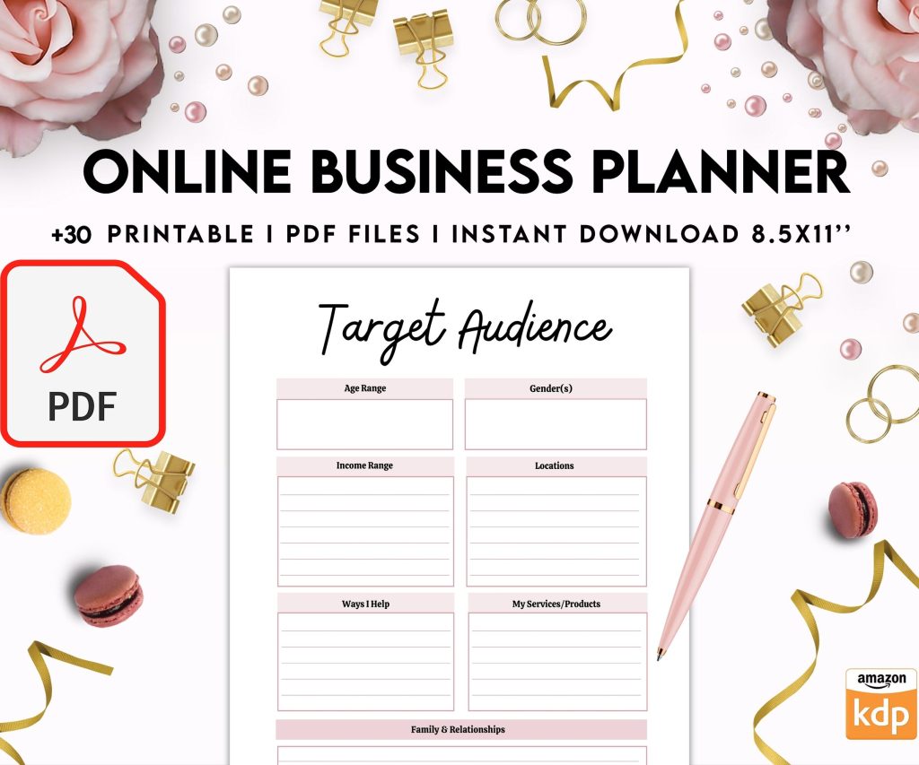 Online Business Planner, Social media statistics, monthly goal, Product Idea, benchmark, Ads tracker, email planner, PDF Printable, Kdp interior