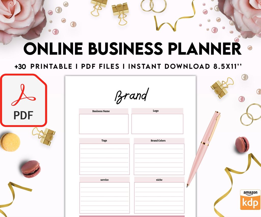 Online Business Planner, Social media statistics, monthly goal, Product Idea, benchmark, Ads tracker, email planner, PDF Printable, Kdp interior